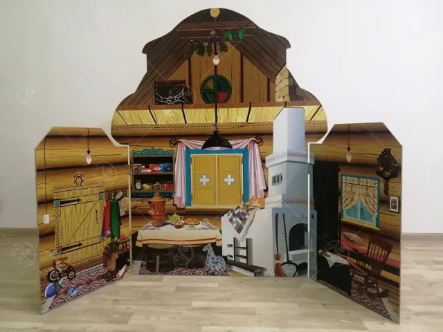 Декорация "Русская изба" (внутри-снаружи) с открывающимися ставнями — изображение 2