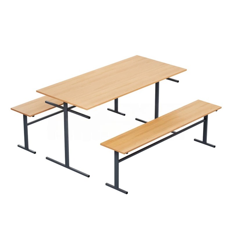 Стол 6-местный с лавками для столовой Ш. 1500 * Г. 700 * В. 750 мм